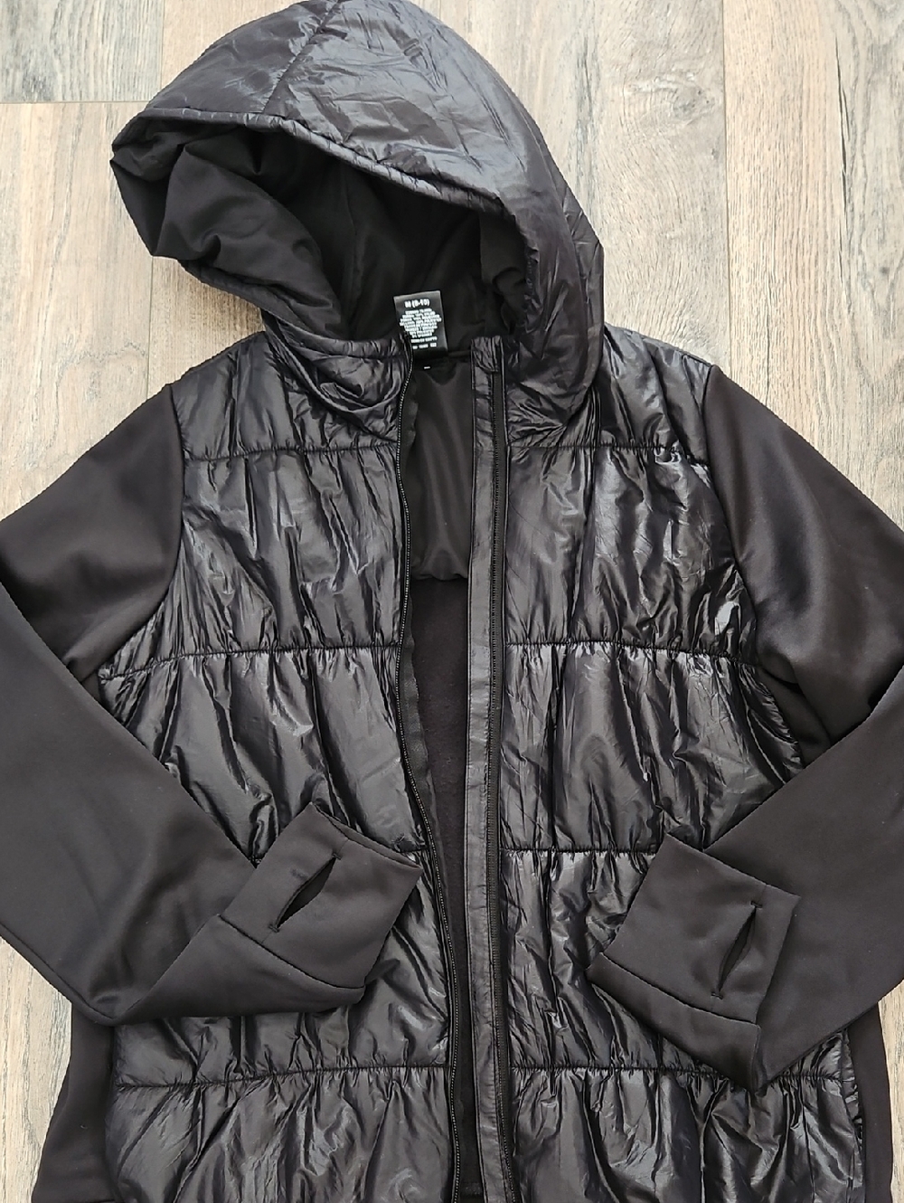 Avia Womens Black Quilted Hooded Jacket